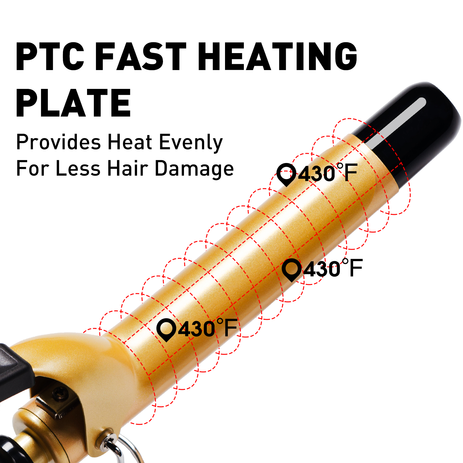 LED-Anzeigen-Temperatursteuerung 1-Zoll-Gold-Haar-Curling-Eisen