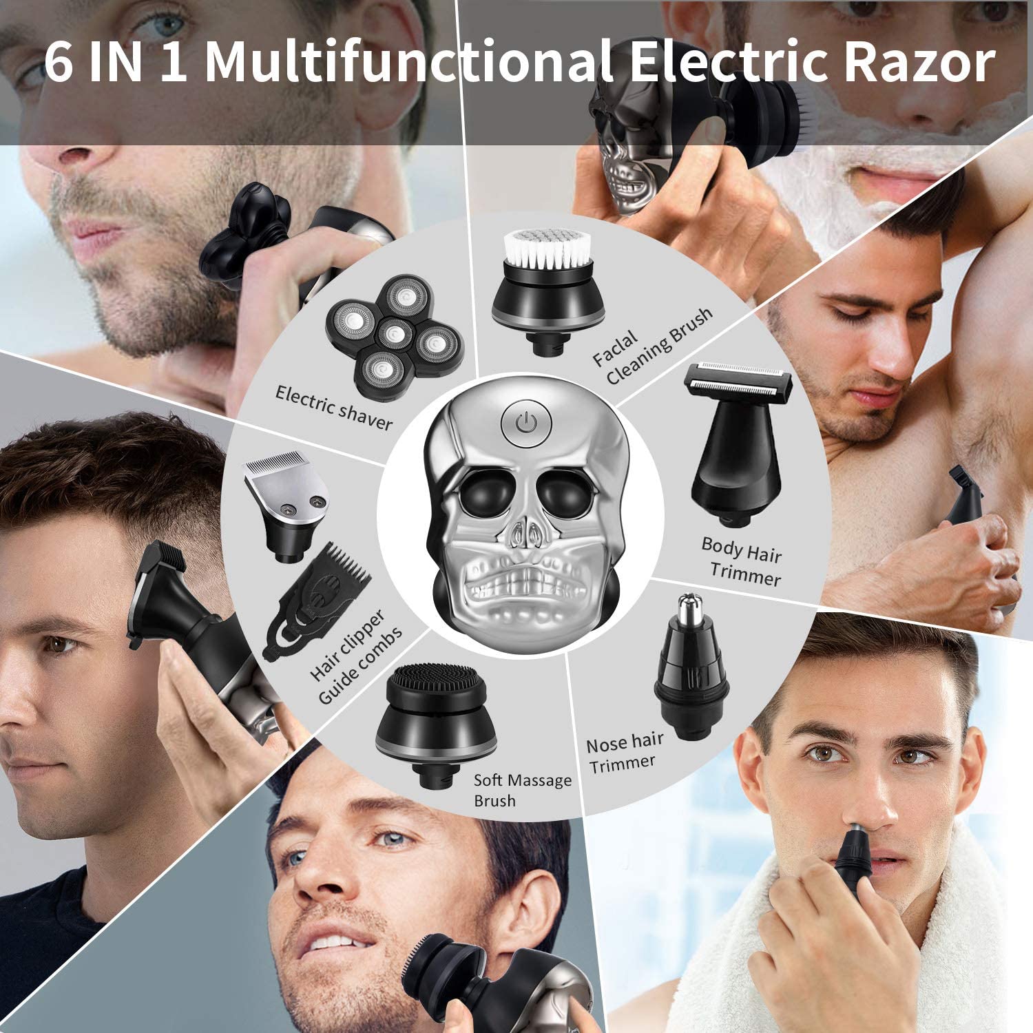 All-in-1-elektrischer USB-wiederaufladbarer kahler Kopf Rasierer